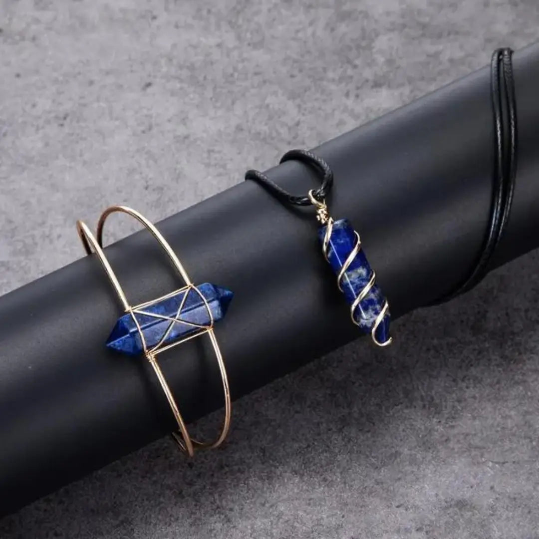 Pulseira e Colar Harmonia Mineral com Cristal - Acrescente uma Toque de Natureza e Elegância ao seu Look