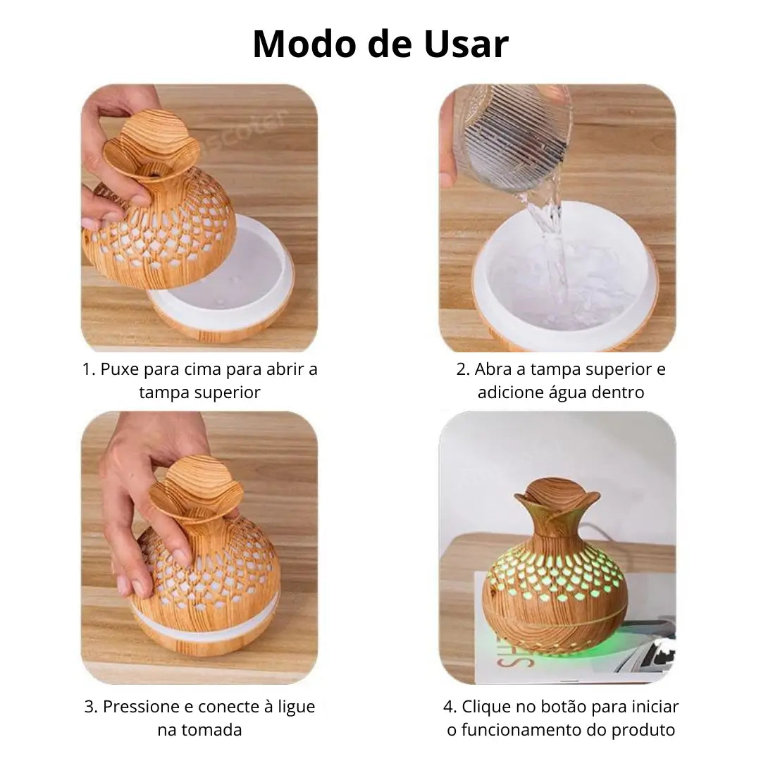 FloralZen - Difusor Aromático para Florescer seu Ambiente com Aromas Naturais e Relaxantes