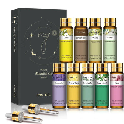 AromaLux - Conjunto de Óleos Essenciais para Elevar sua Rotina de Bem-Estar - 9x10ml