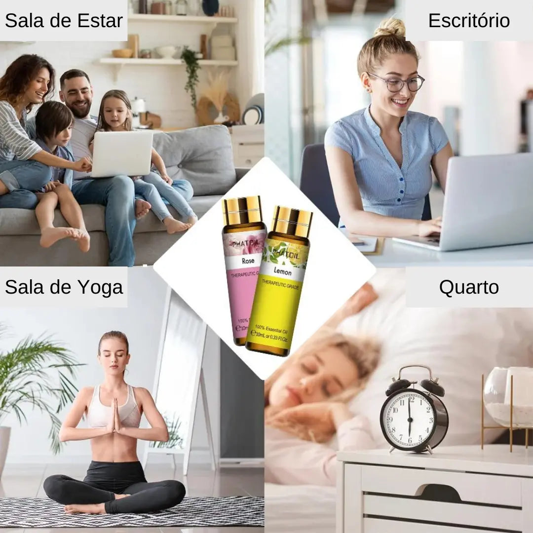 AromaLux - Conjunto de Óleos Essenciais para Elevar sua Rotina de Bem-Estar - 9x10ml