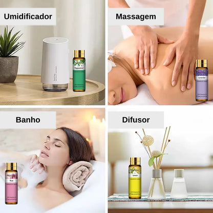 AromaLux - Conjunto de Óleos Essenciais para Elevar sua Rotina de Bem-Estar - 9x10ml